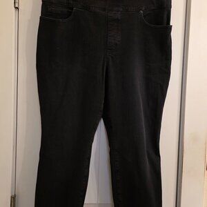 Duluth Trading Co. black pull-on skinny jeans.